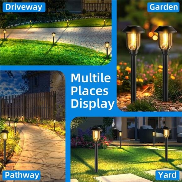 12 Pack Solar Lights Outdoor Waterproof Pathway Yard Garden Driveway Warm White - Picture 6 of 7
